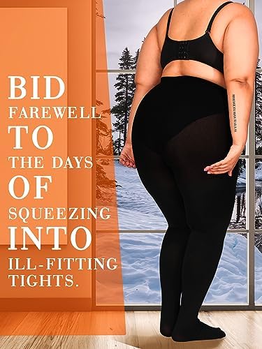 HONENNA Queen Plus Size Fleece Lined Tights, 11+ Colors Thermal Warm Winter Tights for Women, Medias Termicas Mujer Invierno