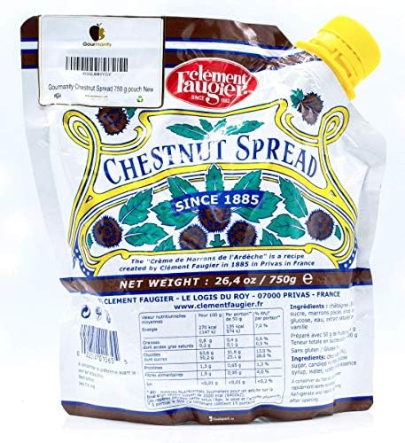 Clement Faugier Chestnut Spread From France 26.4 oz (Pack of 2) Chestnut Jam Pouch | Creme De Marron Chestnut Puree | Chestnut Paste French | Gourmet Chestnut Cream, Kosher | Produced For Gourmanity