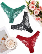 Murimia Sexy Seamless Thongs for Women Lace Underwear Breathable Low Rise T-Back Panties