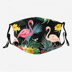 Tropical Flamingo Face Mask Washable Reusable Adult Cloth Dust Mask 5-Layer Protection Activated Carbon Filter Adjustable Anti Dust Face Masks with 2 Filter for Women Men, 1 PCS