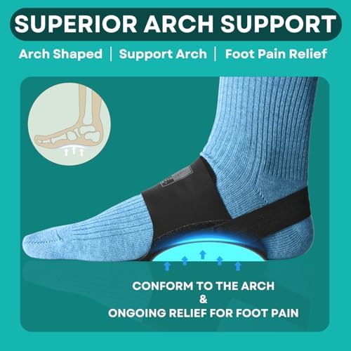 Arch Support Brace, for Plantar Fasciitis Relief, Arch Supports Sleeve, w/Removable Foot Pads, Arch Support Bands with Inserts, Non Slip Archs Strap for High Archs, Fallen Arch