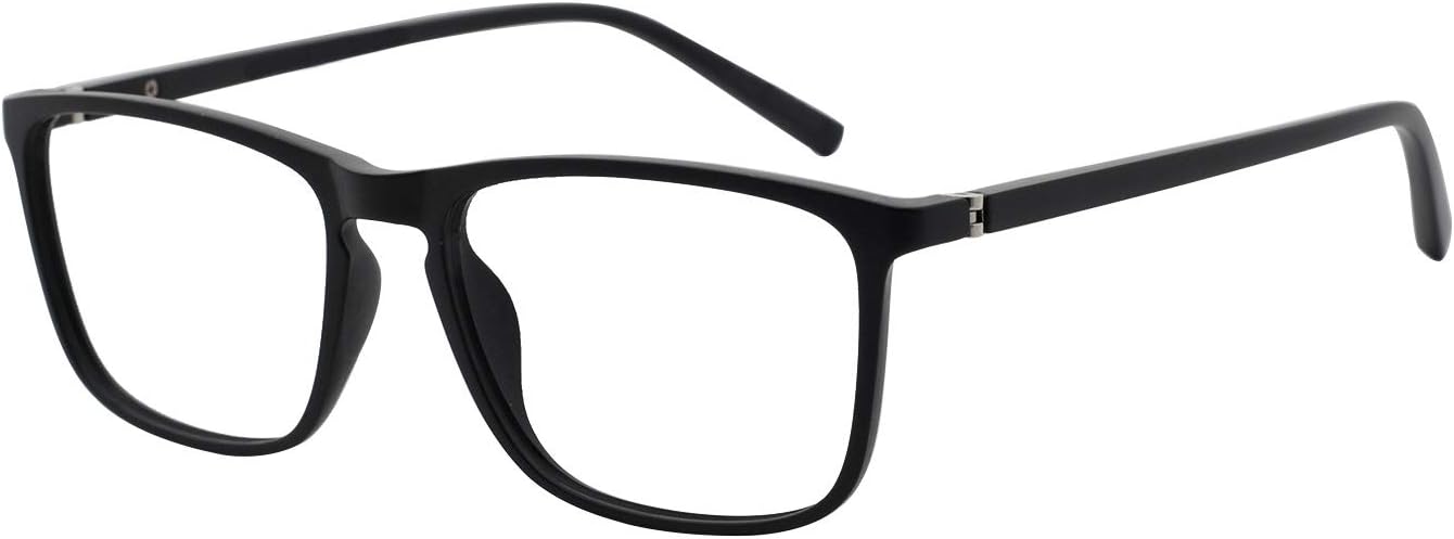 OCCI CHIARI Reading Glasses Men's Rectangle Reader Durable Spring Hinge (Black/W-1, 1.25)