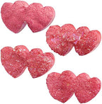 mookaitedecor Titanium Coated Natural Rock Quartz Double Love Heart Crystal Cluster Geode Stone Ornament Specimen for Wedding Home Decoration, Red