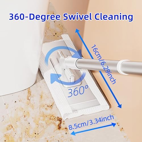 Snap-Grip Mini Mop with 39in Handle — INWEJIA Zero-Touch Gap Dust Cleaner & Locking Head, Disposable Lazy Mop Wet and Dry for Kitchen Bathroom Toilet Corners Window Wall Cleaning