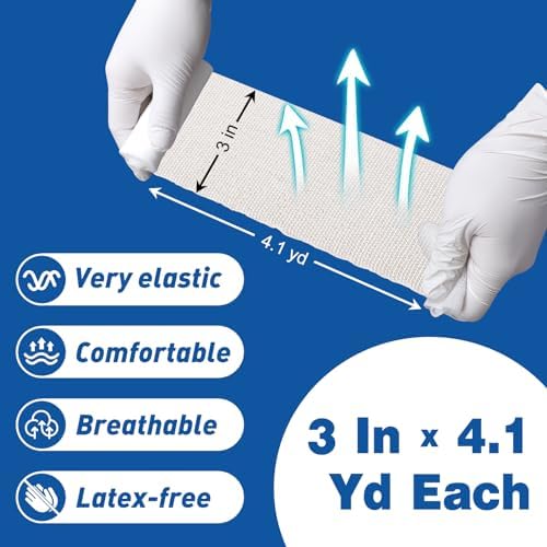 AZEN 100 Pack Gauze Rolls Bandages, 3 in x 4.1 Yards, First Aid Supplies & Premium Medical Supplies, Bandage Wrap Vet Wrap