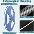 MYFAMIREA Packaging Strapping Banding Roll with Pallet, 0.55'' x 3937'' Heavy Duty Pallet Strap 350 LBS Break Strength, Polypropylene(PP) Plastic Strapping for Box Packaging and Shipping, Clear
