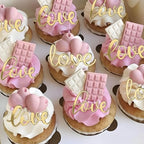 9 Pcs Gold Acrylic Love Cake Toppers Cake Decoration for Valentine's Day Wedding Engagement Birthday Party Supplies
