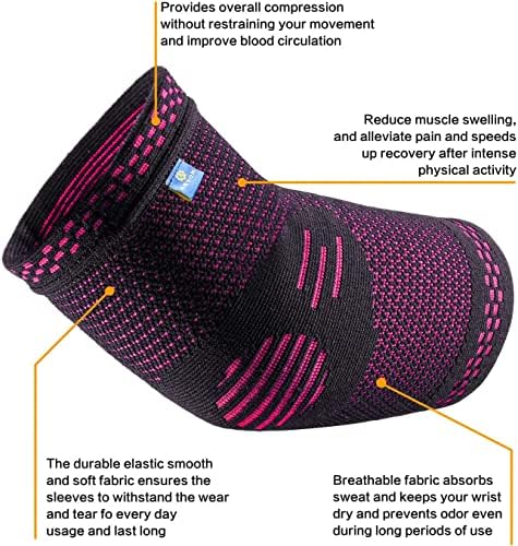 ABYON Compression Elbow Support, 1 Piece Compression Sleeve + 2 Pcs Tennis Elbow Pads for Men Women Pain Relieves Tendonitis, Arthritis, Tennis Elbow, Epicondylitis