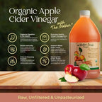 Mother Earth, Organic Apple Cider Vinegar with The Mother, Half Gallon, Fresh Pressed Organic Apples, OACV, ACV, Raw, Unpasteurized, Unfiltered (1/64oz Bottle)