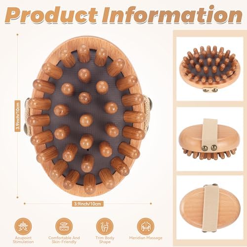 DEBETOOL Wood Therapy Massage Tools - 2-Pack Wooden Meridian Massage Brush for Cellulite, Lymphatic, Drainage, Massage Brush for Belly Muscle Pain Relief & Body Shaping