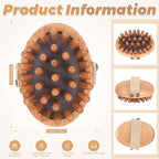 DEBETOOL Wood Therapy Massage Tools - 2-Pack Wooden Meridian Massage Brush for Cellulite, Lymphatic, Drainage, Massage Brush for Belly Muscle Pain Relief & Body Shaping