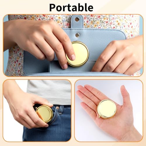 2Pcs Pill Box, 3 Compartment Round Small Pill Case & 1 Compartment Cute Travel Pill Organizer, Waterproof Metal Pills Container Holder for Vitamins Medication Fish Oil Supplements(Gold)