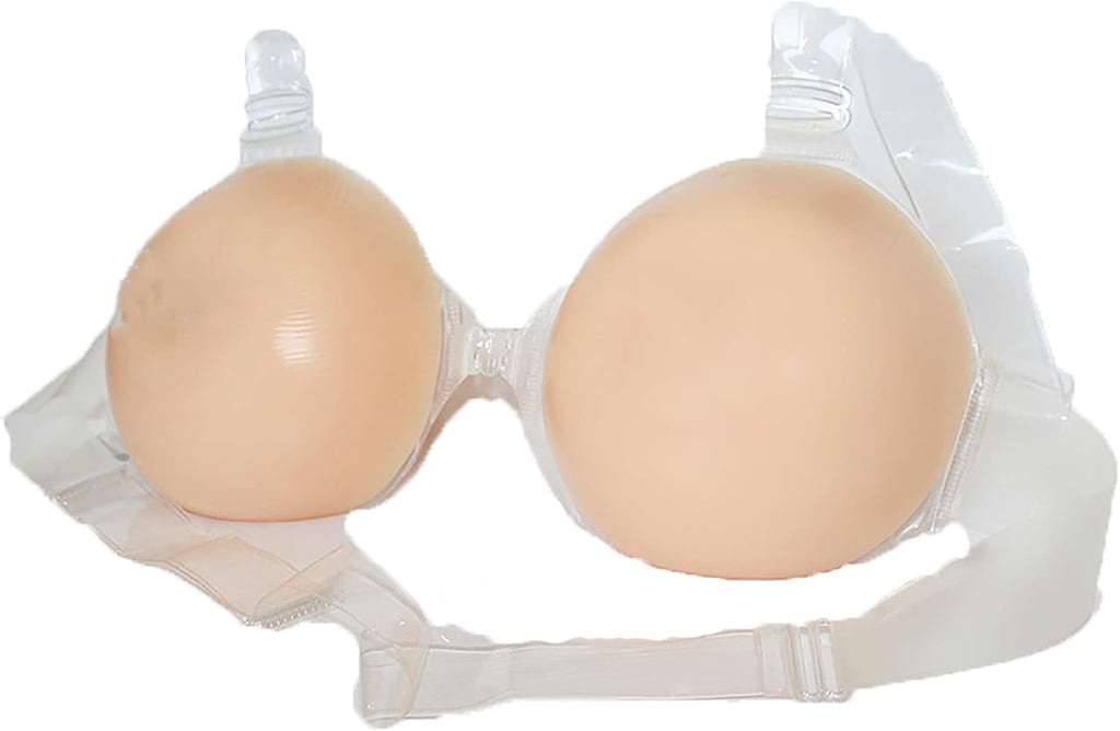 1 Pair Crossdressing Paste Silicone Conjoined Breast Implant Simulation Fake Boobs Fake Breast Male Transvestites Crossdressers Transgender Technique Realistic 1000g