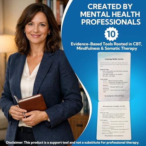 108 Mindfulness Cards for Coping Skills & Mind Brain Emotional Insight Cards - Somatic Therapy for Stress Relief & Anxiety - CBT, Grounding, Self Care Techniques for Teens | Adults | Therapists