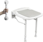 Wall Mounted Shower Seats with Bathroom Grab Bar, Support 550lbs, Adjustable Height Fold Down Shower Seat Wall Mounted, Folding Shower Bench Wall Mounted for Elderly-Adults-Pregnants-Seniors-Disabled