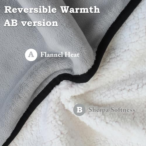 Wheelchair Lap Blanket for Seniors, 43" * 28" Soft Sherpa Lined Knee & Lap Cover, Warm Lightweight Throw with Snap Buttons, Cozy Comfort for Elderly & Caregivers, Light Gray