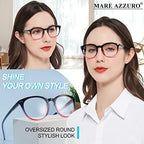 MARE AZZURO Large Reading Glasses Women Trendy Round Readers 1.0 1.25 1.5 1.75 2.0 2.25 2.5 2.75 3.0 3.5 4.0 5.0 6.0 (Purple, 275)