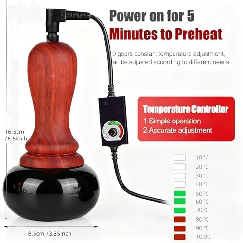 Hot Stones for Massage,Electric Body Massager with Temperature Adjustment,Natural Bian Stone Gua Sha Scraping Massager for Home SPA,Effective Care for The Whole Body