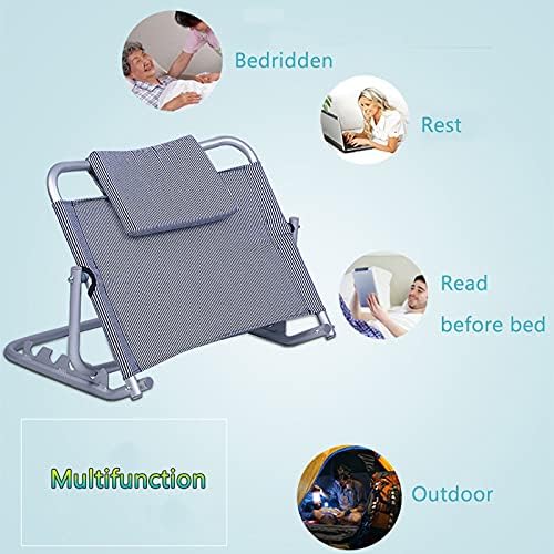 Adjustable Padded Change Angle of Backrest Support Fabric Bed Back Rest Multi-Function Nursing Backrest,Aluminum Alloy + Cotton Fabric,for Bedridden Elderly for Bed