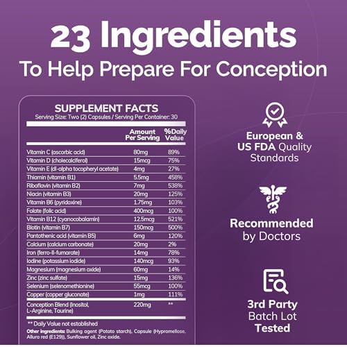 CONCEIVE PLUS Womens Fertility Support – Prenatal Multivitamin for Trying to Get Pregnant – Conception Blend, Hormonal Balance, Folate, Zinc, Thiamin, Riboflavin, Biotin – Non-GMO, Vegan – 30 Days