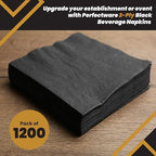 Perfectware 2ply Black Beverage Napkins. 1200 Count 2Ply Cocktail Black Napkins. 10 x 10 Black Beverage Napkin. Pack is 4 Packs of 300 Count. Total 1200 Napkins