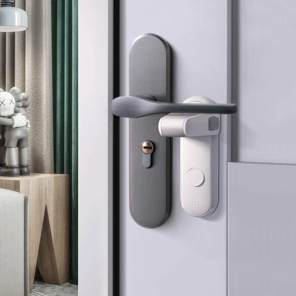 EUDEMON Childproof Door Lever Lock, Baby Safety Door Handle Lock, Easy to Install and Use Adhesive no Tools Need or Drill (White, 2 Pack)