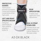 Zamst A2-DX Black Ankle Brace for Sports - Breathable Sports Ankle Support for Men and Women with Guard Stabilizers for High-Grade Ankle Sprain - Left, Large