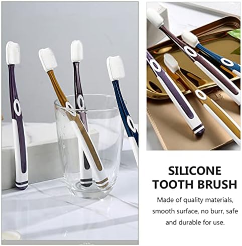 Healifty 4pcs Toothbrush Holders Silicone toothbrushes bristles Soft for Teeth Manual for Adults Electric Teenagers Electric