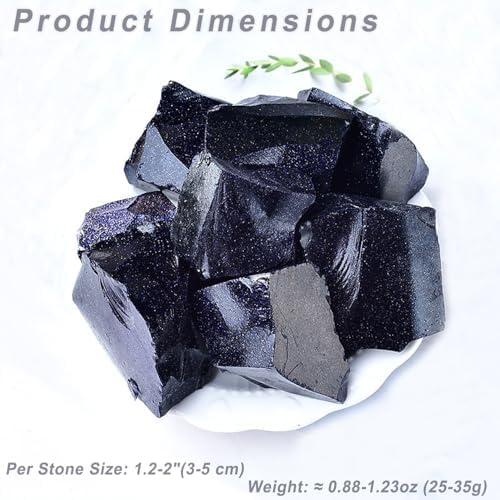 Erliway 1.25-2" Blue Goldstone Raw Crystals, Natural Rough Blue Goldstone, Healing Raw Stones for Fountain Rock, Home Decor Meditation Energy Balancing Wire Wrapping Wicca & Reiki