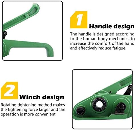 MYFAMIREA Heavy Duty Poly Strapping Tensioner and Cutter Manual Banding Tools Windlass for 1/2" -3/4" Width Polyester Polyproplyn Strap (Jungle Green)
