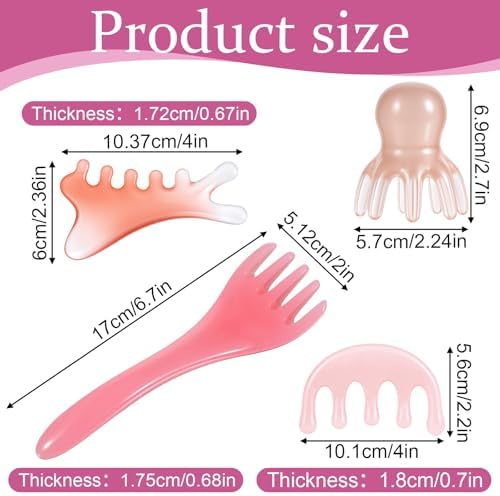 4 Pcs Head Massager Scalp Comb Resin Scalp Stress Relax Tool Gua Sha Five Claw Massage Tool Manual Head Scratcher Soothing Heads Relaxation Tools for Birthday Mother's Day Father's Day Gifts