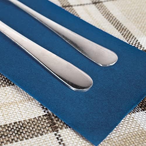 Linen-Feel Navy Blue Paper Napkins, 50 Pcs Cloth Like Dinner Napkins with Built-in Flatware Pocket, Pre-Folded Absorbent Disposable Guest Paper Hand Towels for Bathroom, Weddings Party