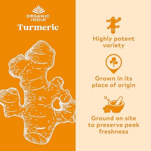 ORGANIC INDIA Turmeric Curcumin Herbal Supplement - Joint Mobility & Immune Support, Healthy Inflammatory Response, Whole Root Supplement, Trikatu, USDA Certified Organic, Non-GMO - 180 Capsules