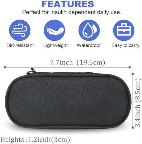 CDBXPRG Insulin Pen Cooler Travel Case with TSA Approved Ice Packs,Diabetic Medication Insulated Cool Organizer,Insulin Pen and Other Diabetic Supplies, for the Daily Life and Trip Black