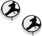 (Karate Men) Round Pill Box,3 Compartment Pill Box Mini Decorative Pocket Purse Portable Travel Medicine Tablet Vitamin Holder Organizer Pill Case