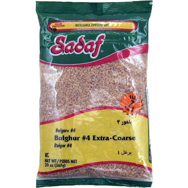 Sadaf Bulghur #4 Extra Coarse - Coarse Bulgur Wheat for Cooking and Food Seasoning - Wheat Grain - Middle Eastern Cuisine - Kosher - 20 Oz Resealable Bag