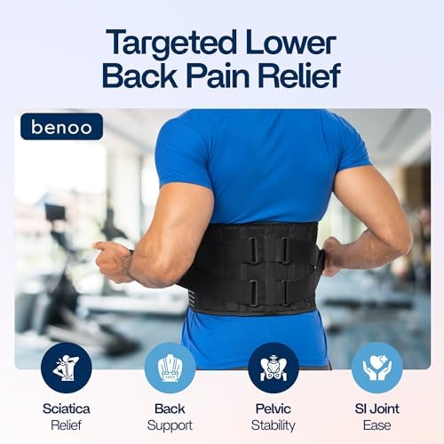Back Brace for Lower Back Pain Relief | Sciatica Lumbar Support Belt for Men & Women, Adjustable Back Support Brace for Work & Daily Use, All-Day Comfort & Heavy-Duty Compression (Medium (33-37.9"))