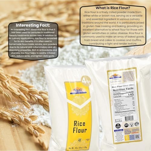 Rani Rice (White) Flour 64oz (4lbs) 1.81kg Bulk ~ All Natural | Gluten Friendly | Vegan | NON-GMO | Kosher | Indian Origin