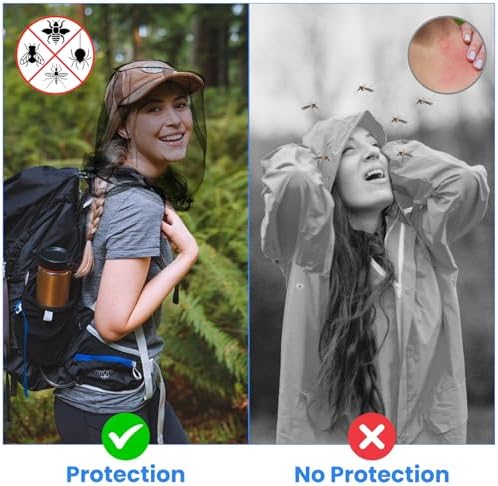 2 Pack Mosquito Head Nets with Drawstring - Ultra Large & Extra Long, Premium Breathable Bug Net for Head, Universal Fit for Hats, Mosquito Net Hat for Hiking, Camping, Fishing, Gardening