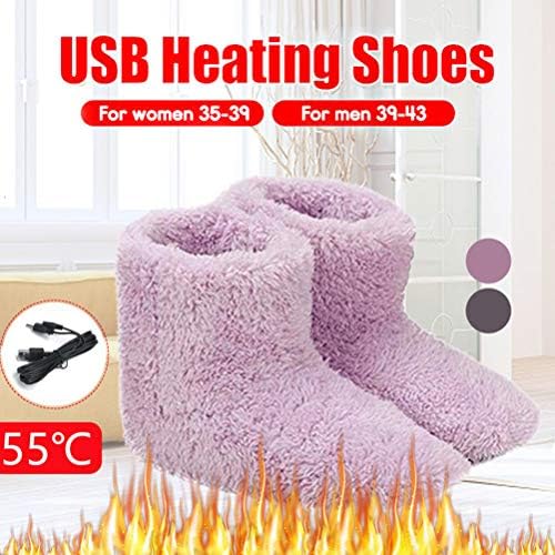 Soft Electric Heating Snow Boots Winter Foot Warmer Shoes USB Heating Shoes for Women, GrayOne Size/1 Pair, Suitable for Ice Fishing