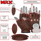 MRX BOXING & FITNESS Mens Driving Gloves Basic Soft Goat Leather Fingerless Breathable Biker Motorcycle Cycling Shooting