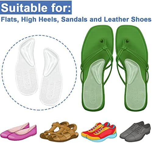 Dr.Foot Arch Support Shoe Inserts for Plantar Fasciitis Relief, Self-Adhesive Arch Pads Heel Cushion for Flats, Heel Pain, Gel Arch Insoles for Men and Women 2 Pairs (Small, Transparent)