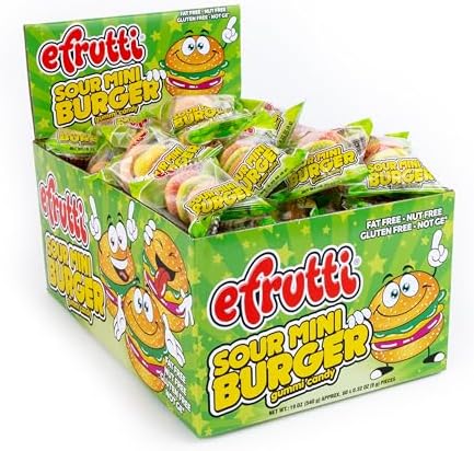 E.Frutti, Sour Mini Burger Gummi, Count 60 (0.31 oz) - Sugar Candy/Grab Varieties & Flavors