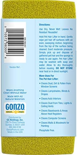 Gonzo Pet Hair Lifter - Remove Dog, Cat and Other Pet Hair from Furniture, Carpet, Bedding and Clothing - 1 Sponge