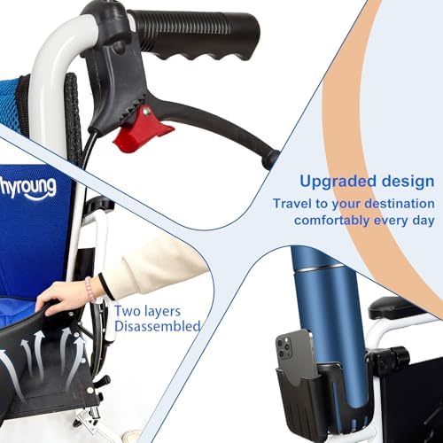 Wheelchairs for Adults, Lightweight Wheelchair Foldable 20'' Manual Transport Chair with Swing-Away Footrests & Flip-Back Arms bariatric Wheelchair (Supports 400 lbs) Detachable Cushion & Dual Brakes