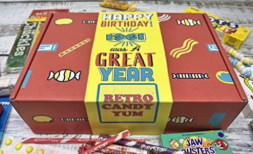 RETRO CANDY YUM ~ 1961 65th Birthday Gift Box Nostalgic Candy Mix from Childhood for 65 Year Old Woman or Man Born 1961 Jr