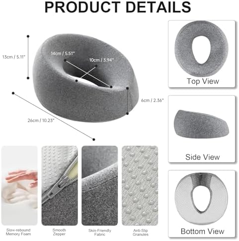 Face Down Pillow Massage Headrest for Bed Ergonomic Memory Foam Massage Pillow Face Down for Sleeping,Spa, Napping & Skincare, Eye Surgery Recovery,Relieves Neck Pain,etc