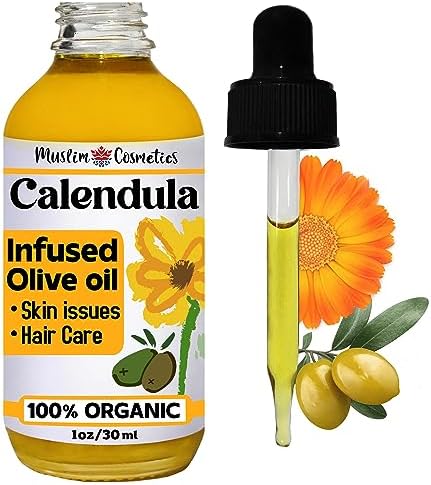 Organic Calendula oil | Infused in Olive oil | For Skin & Hair | Cold infused | 100% Organic || Made in Canada Calendula Olive (1oz (30ml))