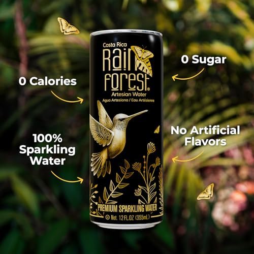 Rainforest Sparkling Water Cans | 12 Pack – 355 ml Each | Crisp Carbonated Water for Pure Refreshment | Naturally Sourced Drinking Water in Eco-Friendly Packaging