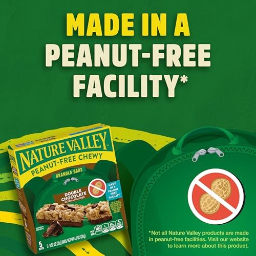 Nature Valley Peanut-Free Chewy Granola Bars, Double Chocolate, Made in a Peanut Free Facility, 5 Bars, 4.6 oz